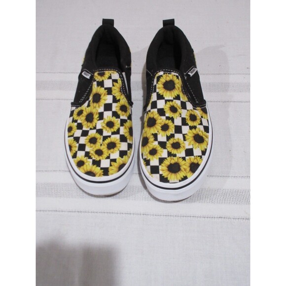 Vans Shoes US Missy 3.5 Sunflower Checkerboard Pattern Kids Slide-On - Picture 1 of 5